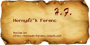 Hornyák Ferenc névjegykártya